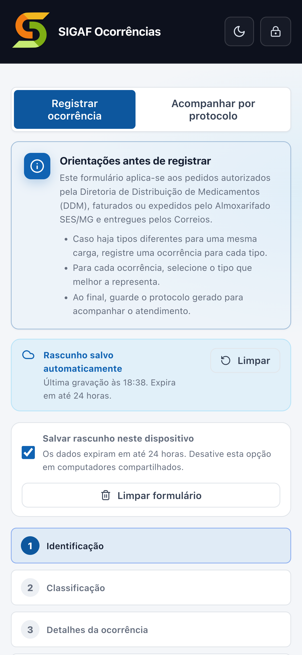 O canal público aberto na tela de um celular